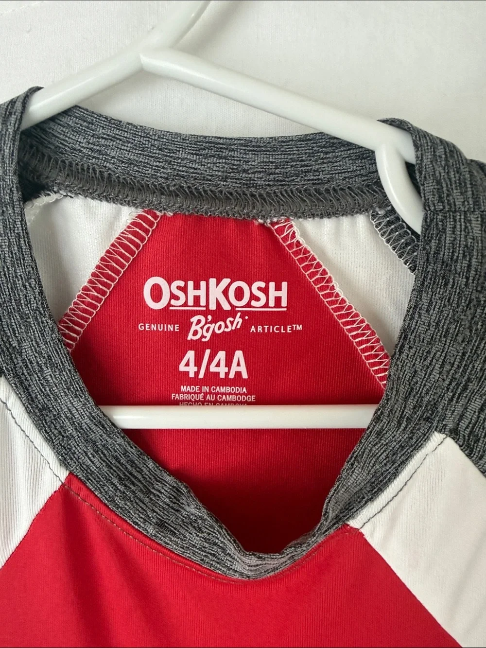 Kids Athletic Long Sleeve Tee - Red, Gray & White